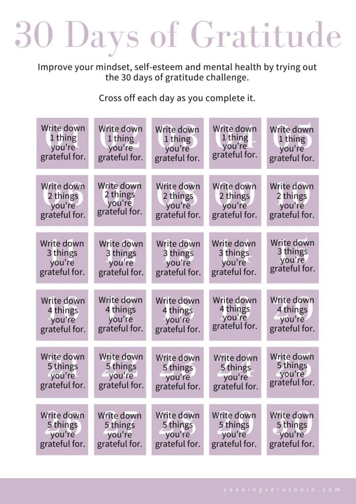 30 days of gratitude printable