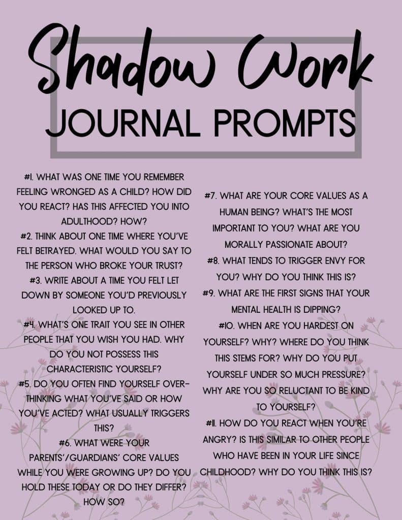 list of shadow work journal prompts