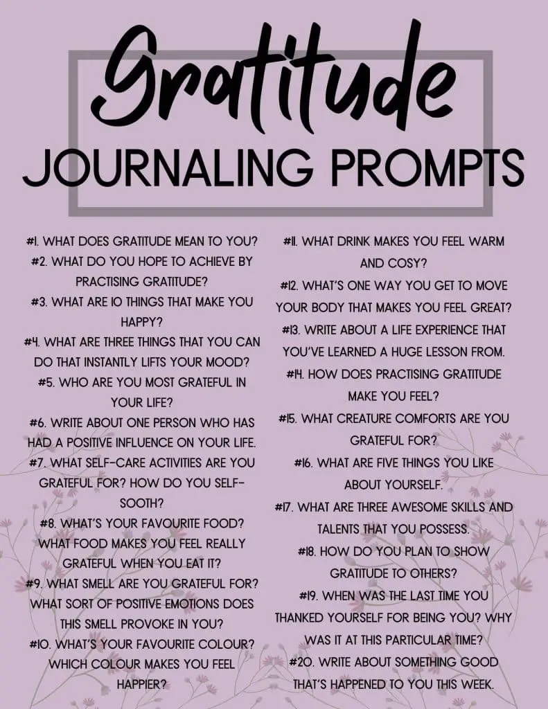 list of gratitude journaling prompts