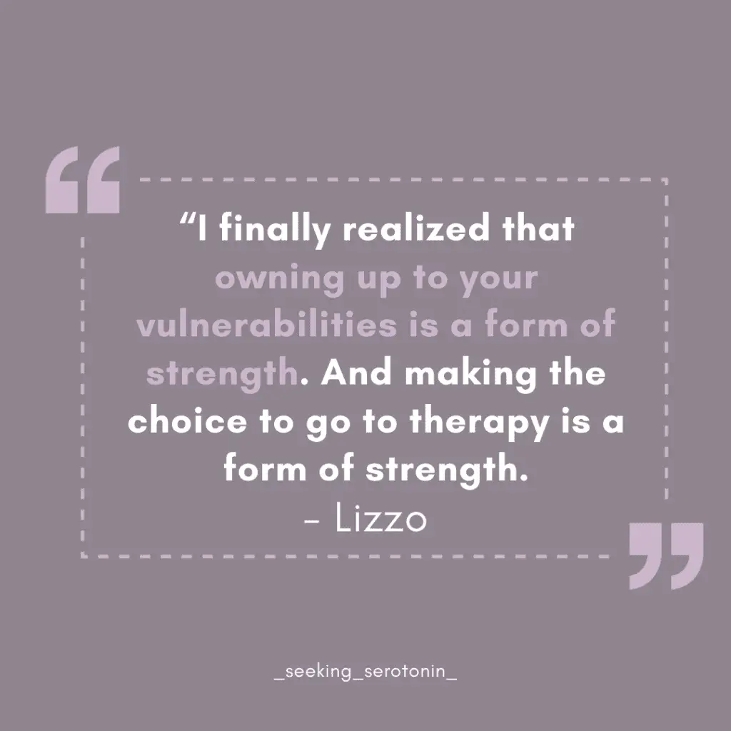 a quote about therapy from Lizzo