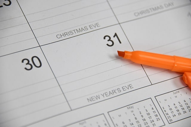 A calendar zoomed into the 31st december